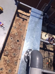 Cooling tower upper basin after replacement of corroded sheet metal
